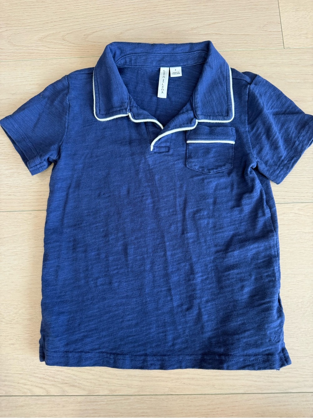 Janie and Jack Blue Polo with White Piping | 4T